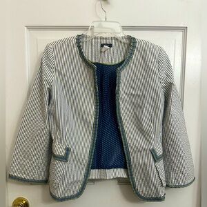 J. Crew Striped Blazer with Blue Accents